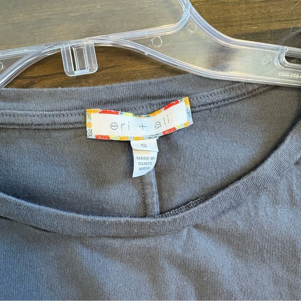 Anthropologie Teagan Oversized Top Gray Boxy Side Tie Tee Small Cotton Eri + Ali - Picture 6 of 8